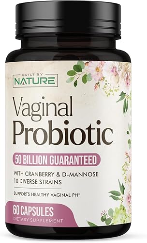 Built by Nature Probióticos vaginales para mujeres Balance de pH y salud femenina con prebióticos, Lactobacillus y extracto de arándano 50 mil