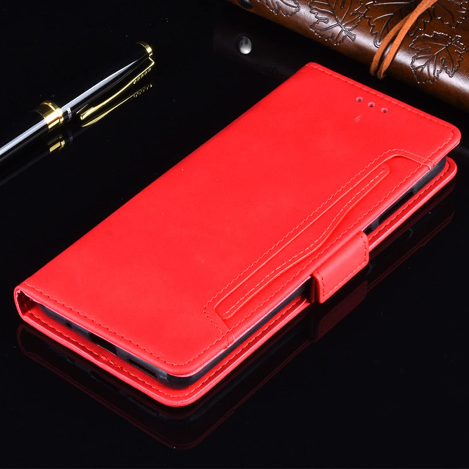 Etui na telefon komórkowy Huawei P60 / P60 Pro/P60 Art, skóra premium, z klapką, etui na telefon komórkowy z przegródkami na karty, zapięcie magnetyczne, skórzane etui, czerwone, typ P60