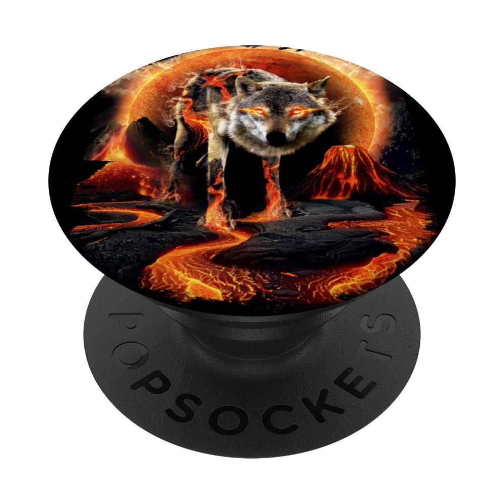 Celestial Venus Wolf, Cosmic Space Fire Wolves PopSockets Swappable PopGrip