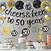 Joymee 50th Birthday Party Decorations Kit Cheers & Beers to 50 Years Banner 6 Pom Poms 12-Pack Sparkling 50 Hanging Swirl for 50th Anniversary Decorations 50 Years Old Party Supplies