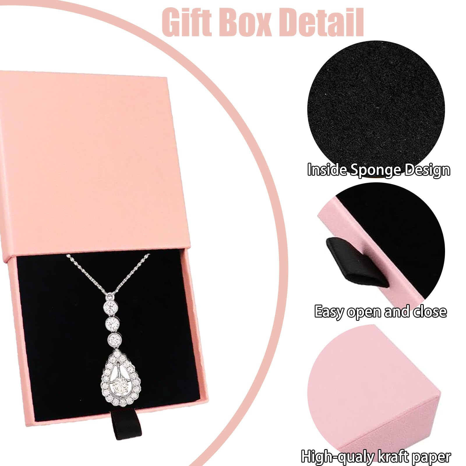 Craftdady 12 x scatole regalo, 4 x 4 cm, confezioni regalo per gioielli, scatole di cartone con fiocco, per collane, bracciali, orecchini, Natale, San Valentino, Nero