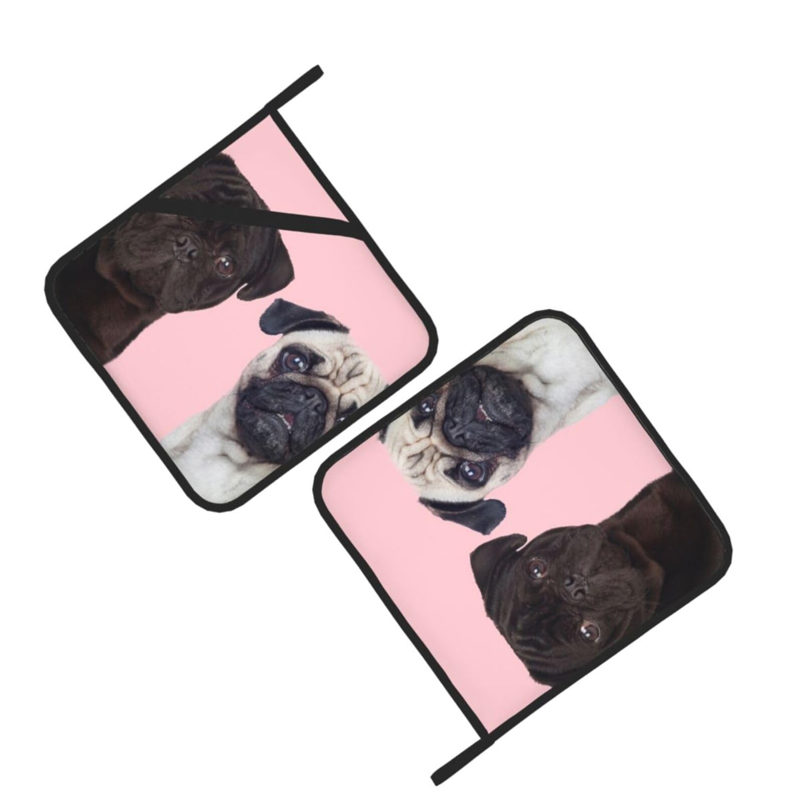 Funny Animal Pug Dog Printed Oven Pot Holders Set of 2 Pcs Heat Resistant Kitchen Microwave Potholders for Cooking Baking Grilling