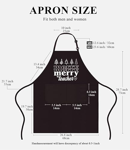 Miniatura 8 de Delantal de Feliz Profesor para mujer, divertido diseño de Navidad, impermeable, ajustable, con 2 bolsillos