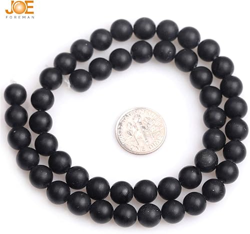 Miniatura 5 de JOE Forman - Cuentas espaciadoras redondas de 0.315in de piedra natural de obsidiana negra esmerilada mate sin pulir, para hacer joyas, hebras de
