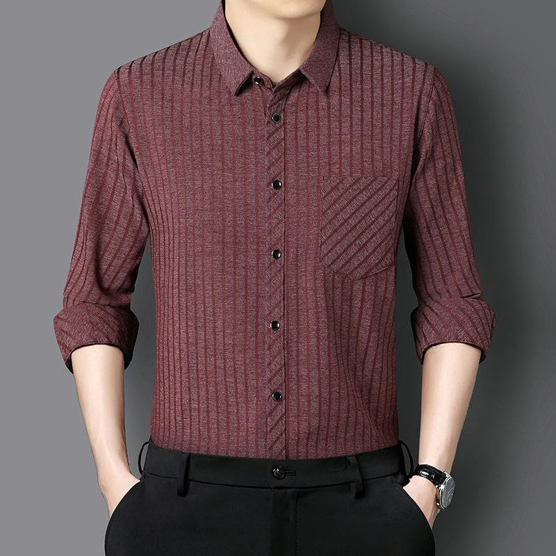 Camisa de manga larga casual a rayas para cenas de otoño e invierno 4