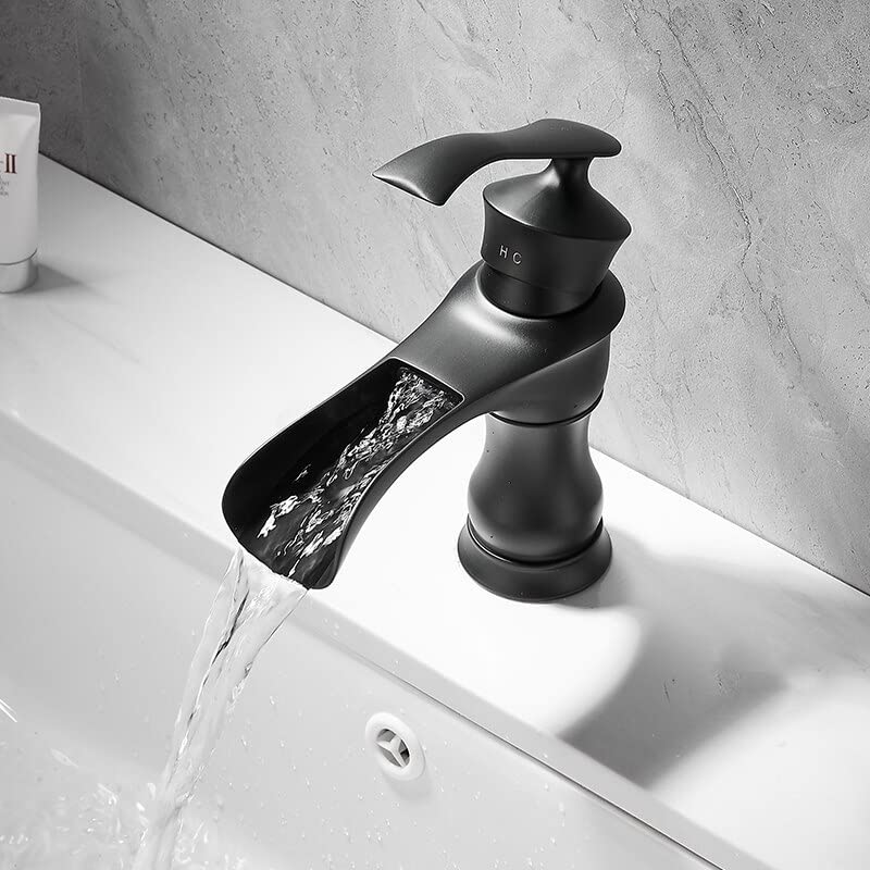 Grifo de lavabo negro corto anti goteo de latón con mezclador monomando para cambiar grifería