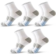 Mens Athletic Socks Compression Cushioned Crew basketball Socks 5 Pairs With Arch Support Sports Socks 6-12