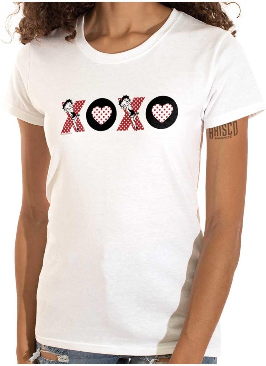 Betty Boop Kisses and Hugs XO Cute Womens Slim Fit Graphic Tee