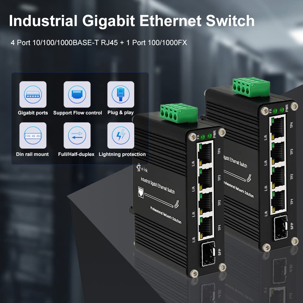 Amazon.co.jp: Mini Industrial 4ポート 10/100/1000Mbps ギガビット 