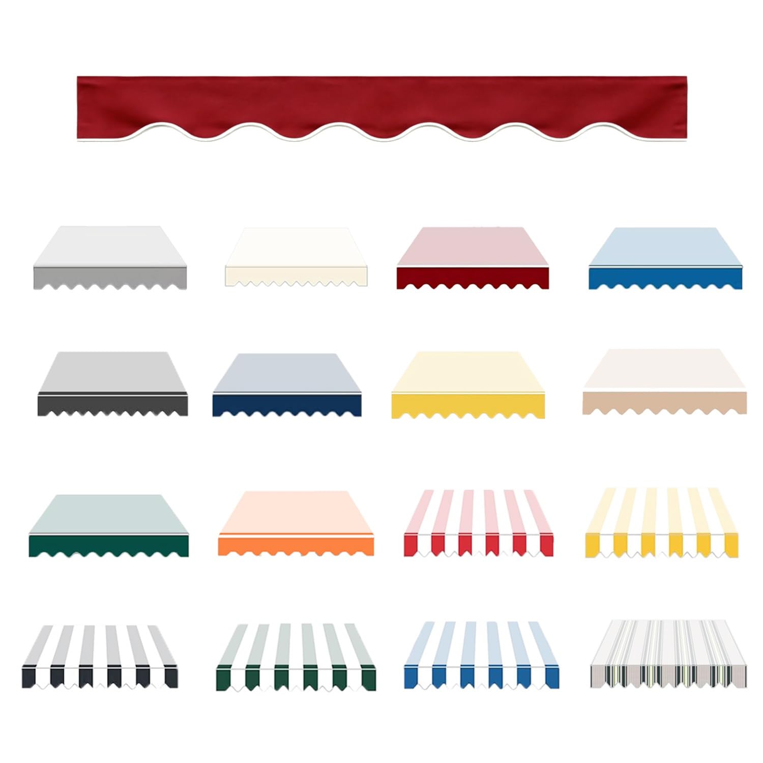 Awning Replacement Fabric Valance, Waterproof UV protection Canvas Cover, Sun Shade Shelter Solid or Striped Valance Canopy with Spline for Terrasse Patio Garden Balcony(Red,310cm)