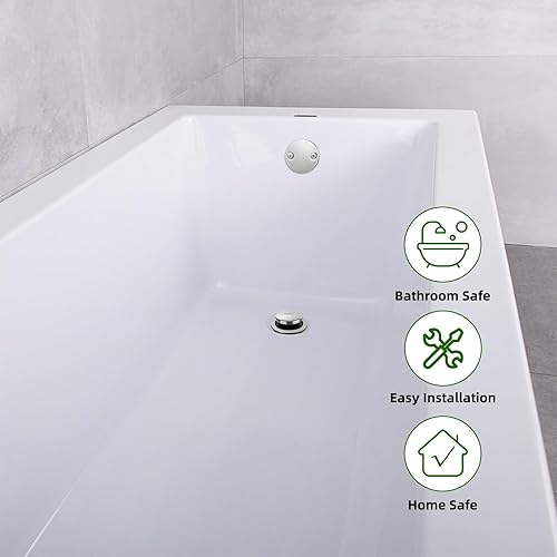 Miniatura 17 de Juego de desagües dorados para bañera con punta de desagüe con placa frontal de desbordamiento de dos agujeros, kit de drenaje de conversión