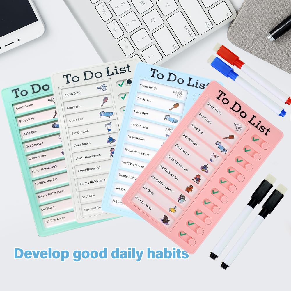 Checklist Bordjes To Do Lijst Veegbaar 2 Stuks To Do Planner Bord Chore Chart Memo Checklist Bordjes met 4 Blanco Papier, 2 Whiteboard-Markers, 4 DIY Stickers