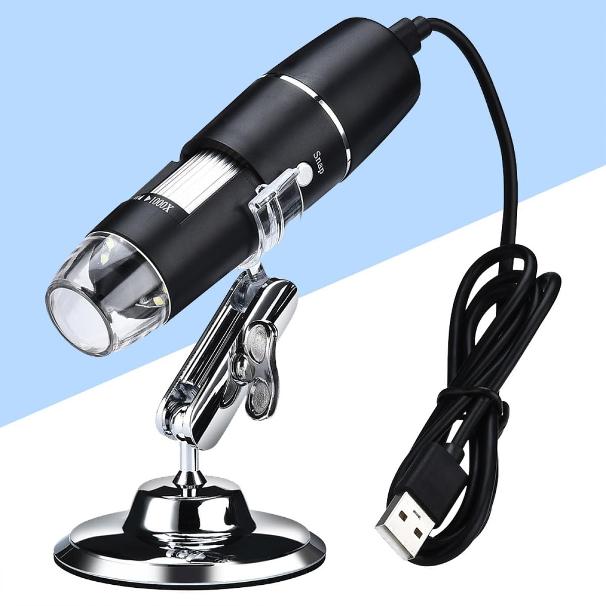 Microscopio Digital USB 1000 Aumentos Lupa Flexible y Luz LED Integrada para Inspección Electrónica, Laboratorio y Colección de Monedas, Adecuado para Uso Industrial y Educativo
