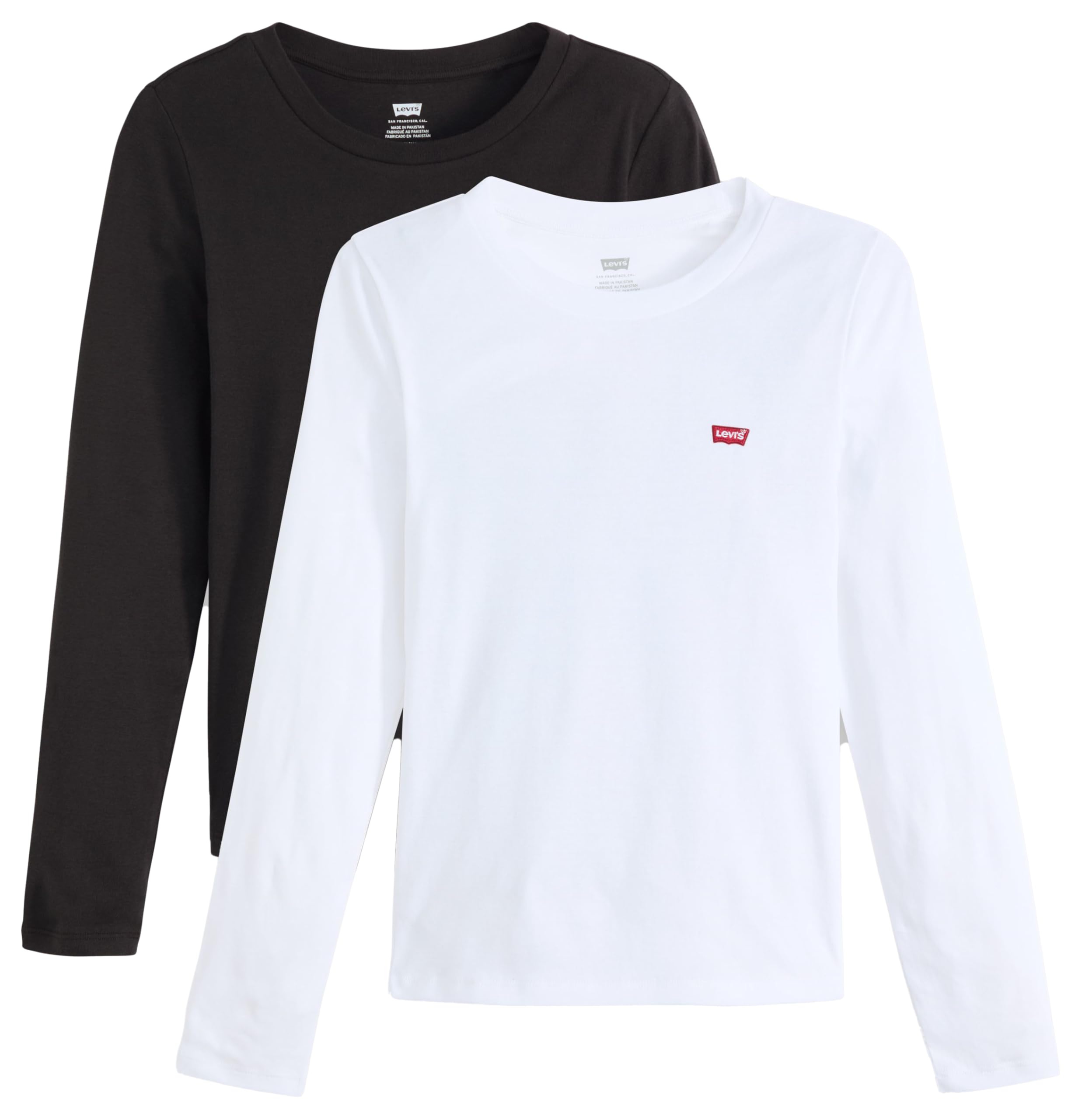 Levi's Women's White & Anthracite Night 2-Pack Essential Long-Sleeve Tee T-Shirt