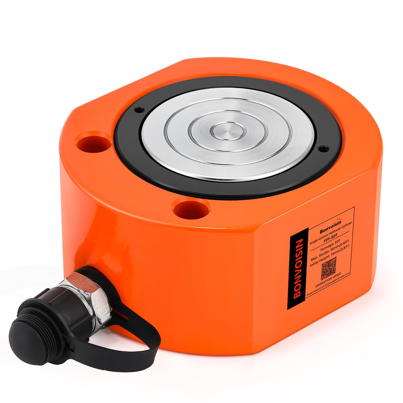 Bonvoisin Hydraulic Ram Cylinder 50T Hydraulic Cylinder Jack Porta Power Ram 0.63" Stroke Low Profile Lifting Cylinders for Machinery Shipbuilding Bridge Construction