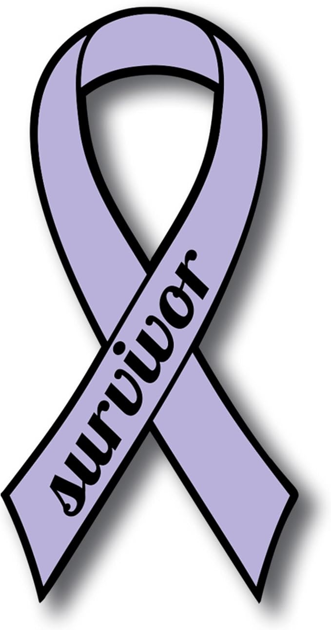 Magnet Me Up Support All Cancer Survivor Lavender Ribbon Magnet Decal, 3.5x7 Inches, Heavy Duty Automotive Magnet for Car Truck SUV, Celebration of Strength, Admiring Survivors, Crafted in USA