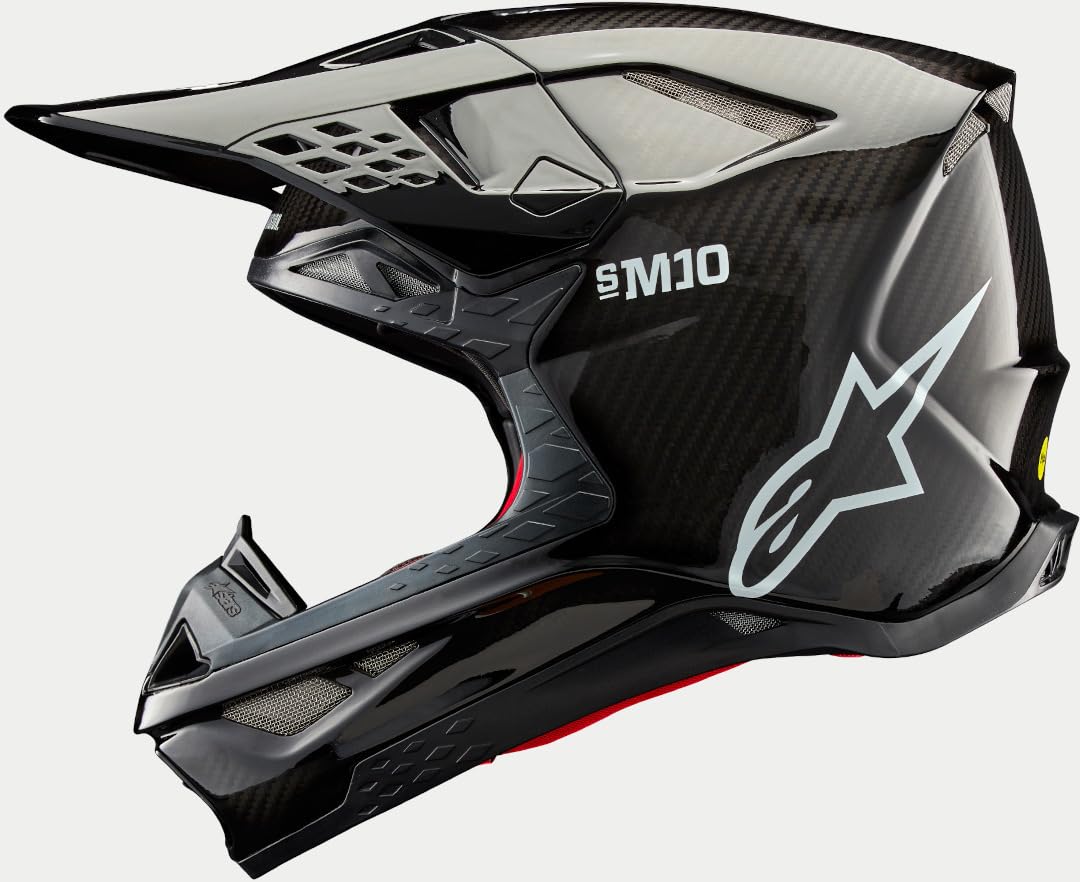 Alpinestars Motocross-Helm Supertech S-M10 Solid - Schwarz/Glossy/Carbon