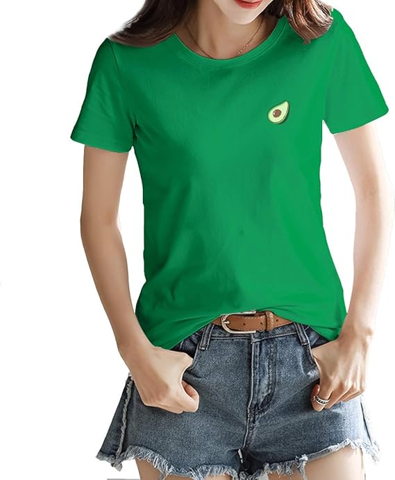 Amazon おもしろtシャツ アボカド レディース Tシャツ 半袖 綿 プリントtシャツ レディースtシャツ カジュアル スポーツtシャツ ファション おしゃれ 柔らかい 快適 春 夏s レッド Tシャツ カットソー 通販