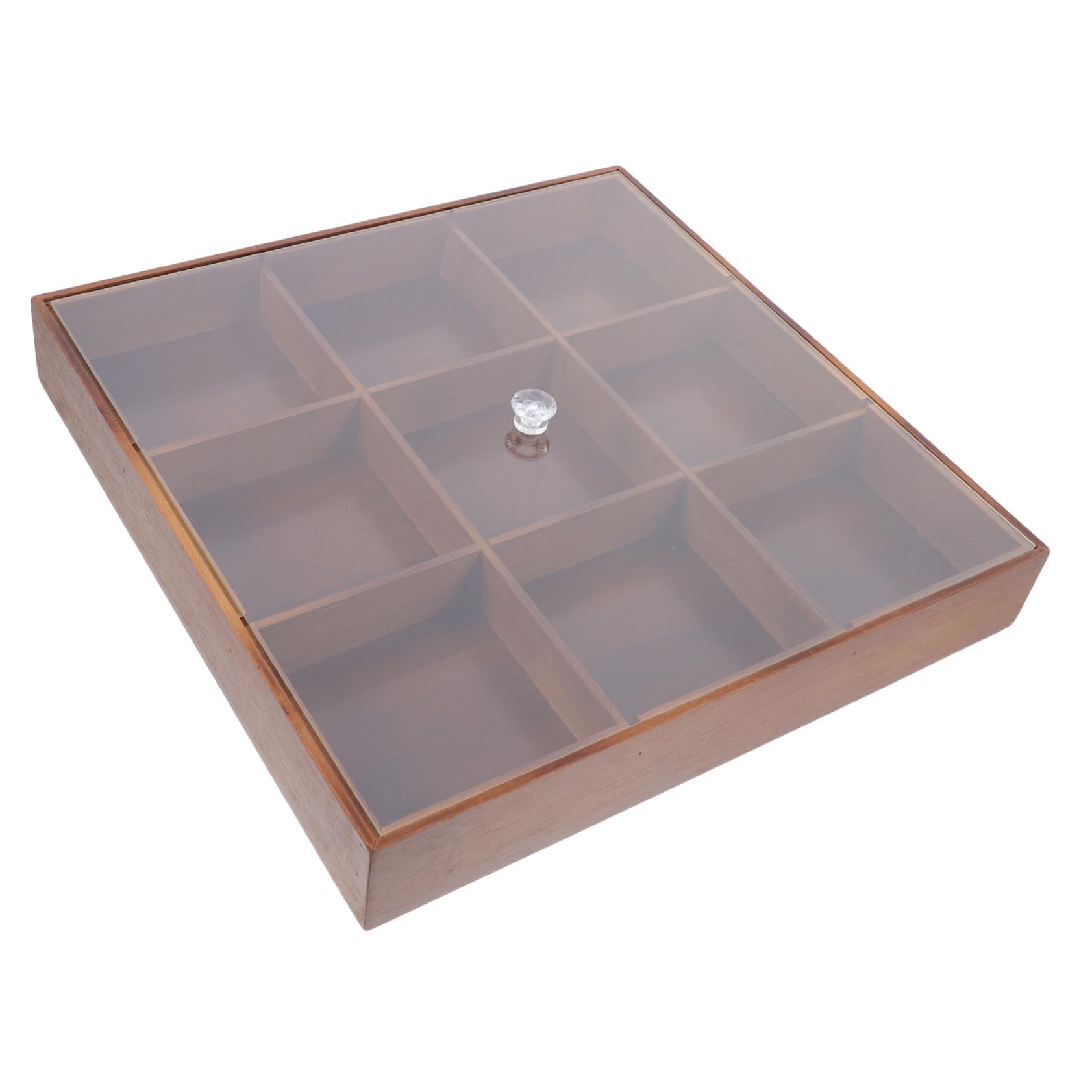 COLLBATH Clear Top Wooden Tea Bag Organizer Compartment Display Case for Stylish Home Office Storage for Tea and Sugar Packets Station Decor