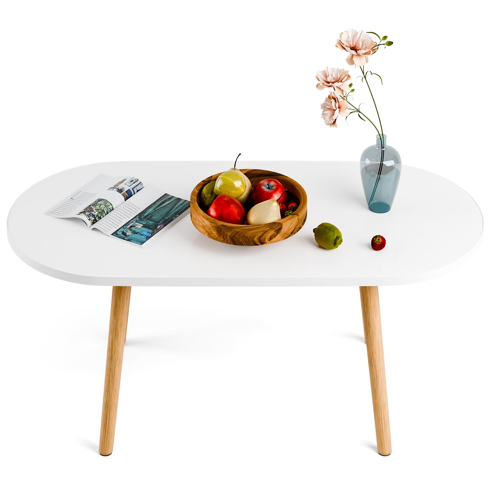 Coffee Table Patio Small Coffee Table Tea Table for Living Room Coffee Table for Rounded Edge Solid Legs