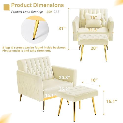 Miniatura 77 de Silla decorativa de terciopelo con reposabrazos y respaldo ajustables, sillón reclinable con botones, sillón reclinable individual con otomana y una