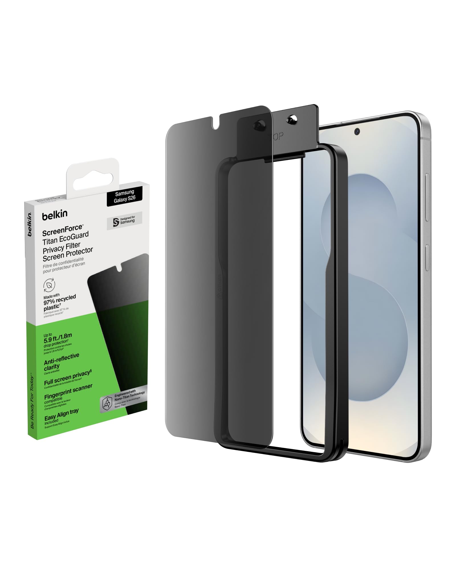 Titan EcoGuard Privacy Filter Screen Protector Samsung Galaxy S26 | made with 97% recycle…