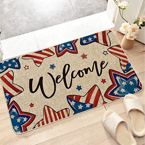 Artoid Mode American Flag Stars Welcome Patriotic 4Th Of July Doormat, Home Decor Switch Rug Door Mat Floor Mat For Indoor Outdoor 17X29 Inch #TOP30