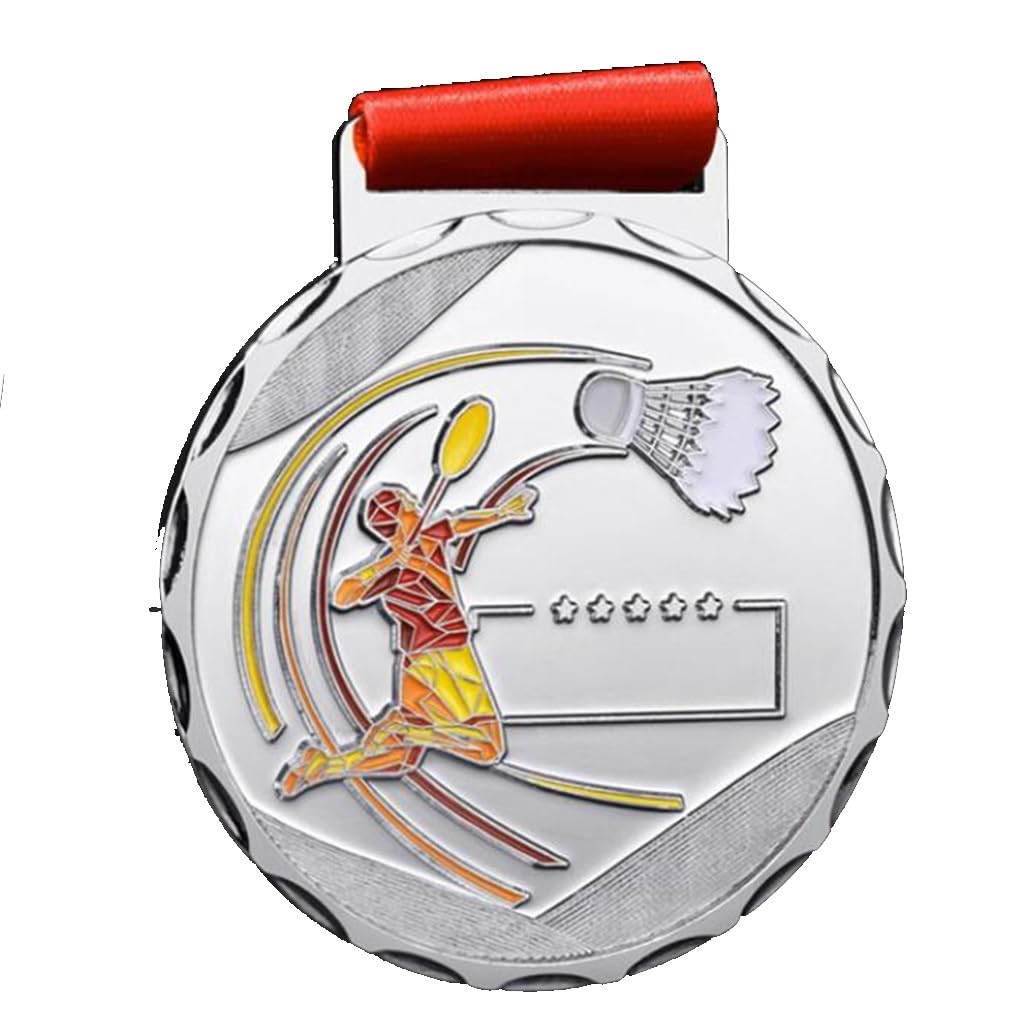 Zlsnoble Silver Badminton Medals Gold Medalist Medals Singles Doubles Competition Sports Events Gold Medal Hanging Medals Champion, Runner-Up Prizes Children's Badminton Medals(Silver)