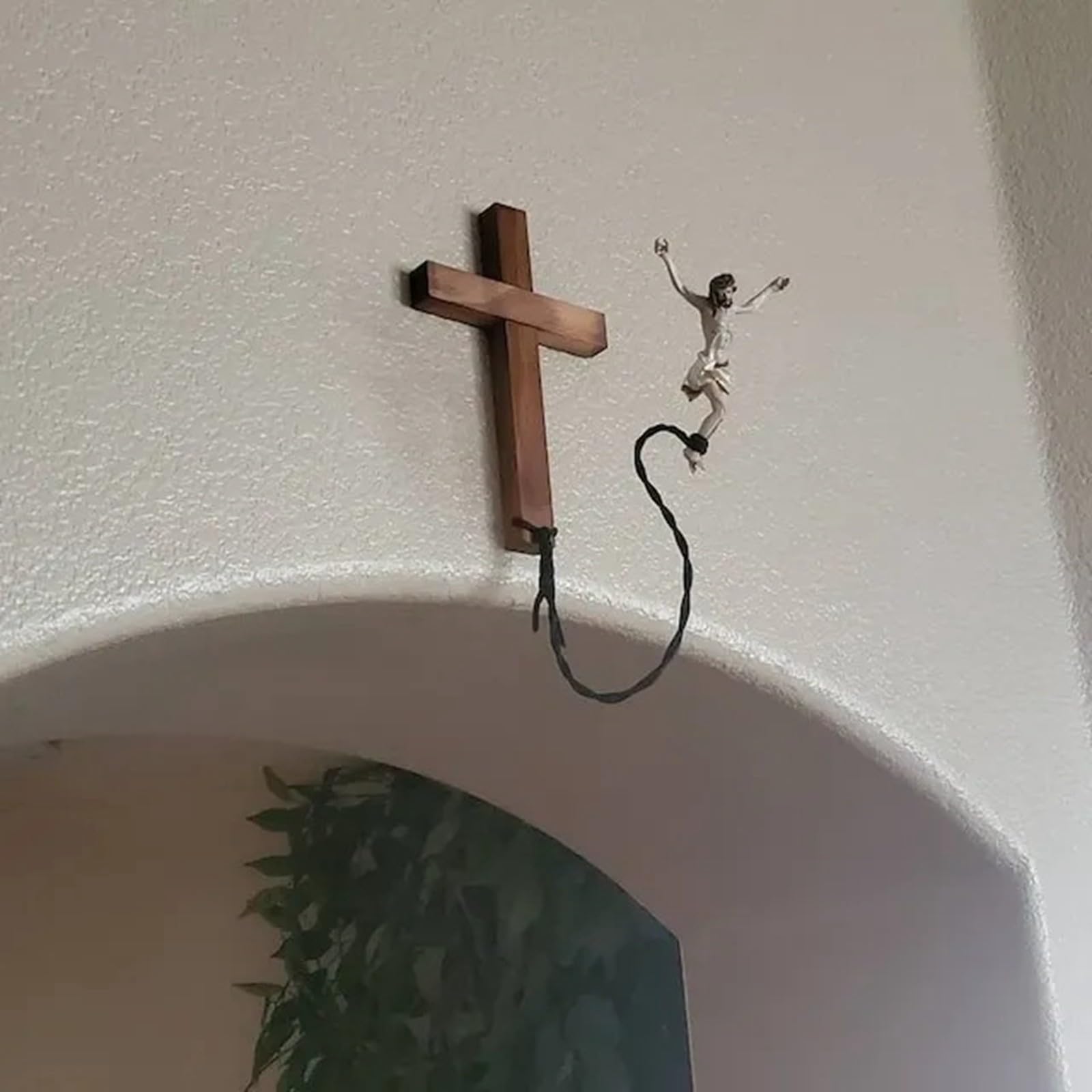 Crucifix Jésus Bungee Élastique - Statue De Jésus Sauteur Décoration Murale Religieuse Pour Pâques Et Intérieur