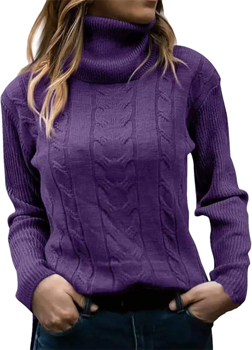 Pull Femme En Tricot Fin - Manches Mi-longues, Col Roulé - Uni, Léger Et élégant - Taille S à 2XL - Printemps/été/automne
