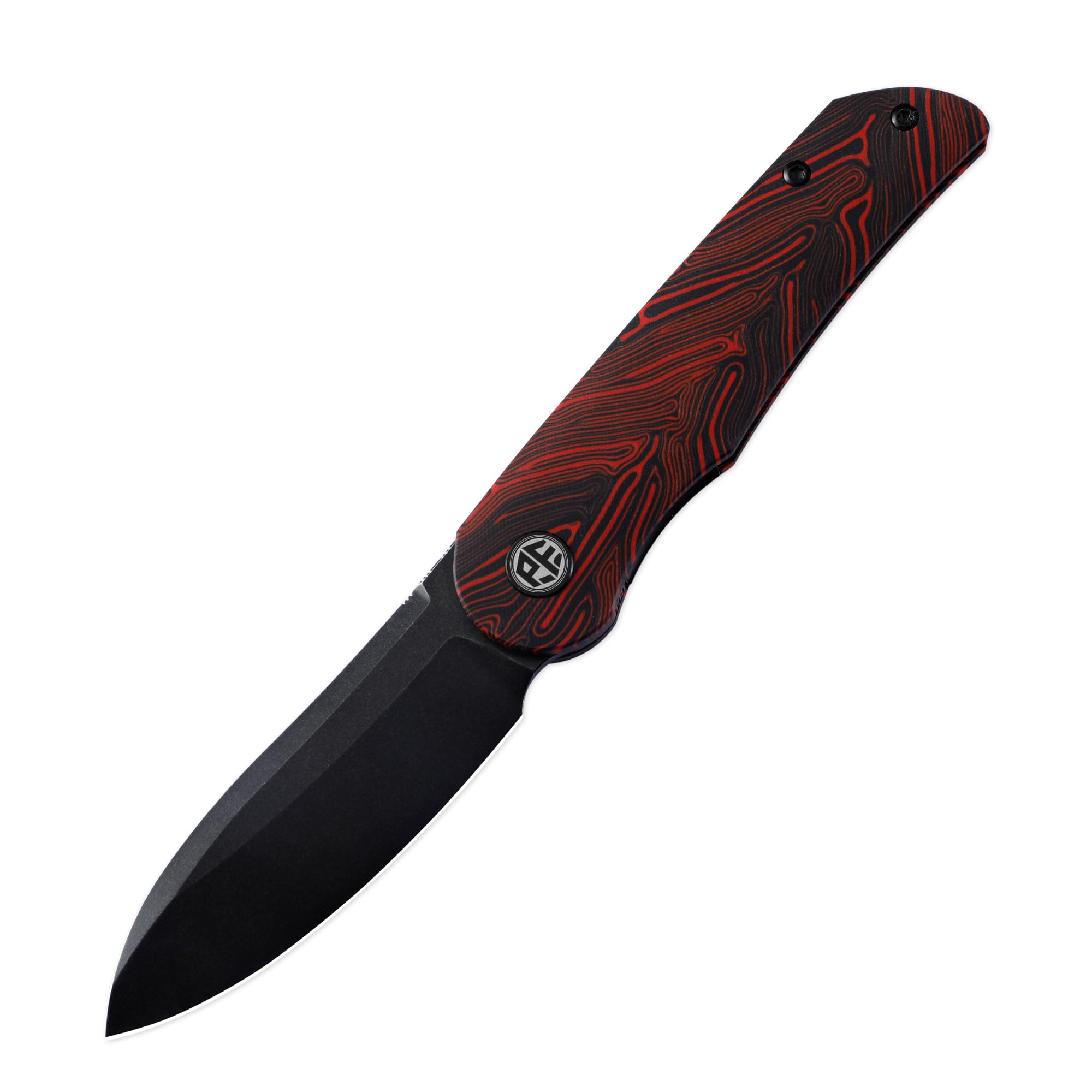 Petrified fish PFE16 Elcamino Folding Knife,3.15" N690 Steel Blade, G10 Handle Pocket knife for Camping Outdoor EDC (Red G10)