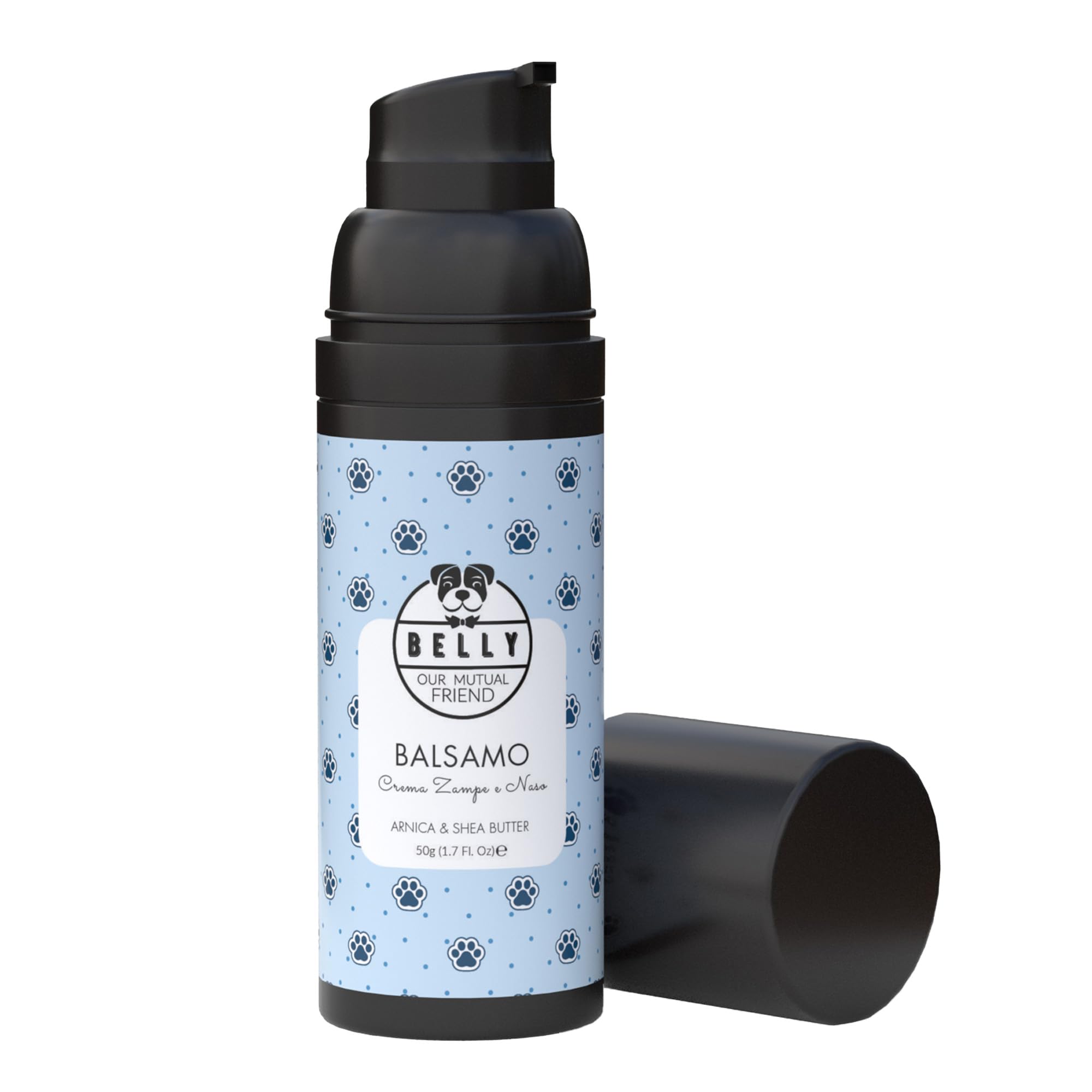 Belly® Crema Polpastrelli Cane 50g - Idrata e Protegge Naso e Zampe dal Freddo - Naturale, Sicura da Leccare, Senza Profumo - Crema Zampe Cane Neve, Sollievo per Secchezza, Screpolature e Prurito
