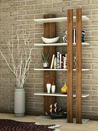 Delviraa Karma Book Shelf Set of 5 Wall Shelf for Home & Office Decor Colorful Storage Unit Wall Shelves/Antique Display Rack - Brown