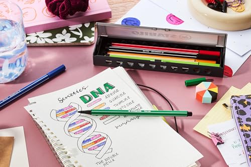 STABILO Pen 68 - Premium Fibre-Tip Pen - Click Set Pack of 10 - Assorted Colours