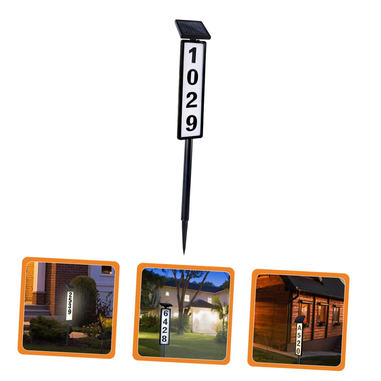Targa Numero Civico Solare per Casa, Luce Indirizzo Esterno | Plastica Nera, Illuminazione e Visualizzazione Dati, per Giardino e Area Outdoor