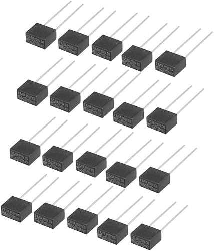 uxcell 20pcs DIP montado en miniatura cuadrado lento golpe micro fusible T2.5A 2.5A 250V negro