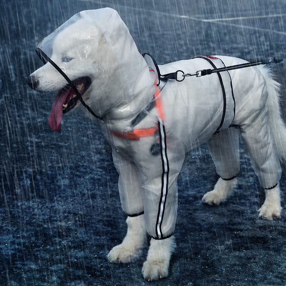 Impermeable para Perros, Impermeable for Mascotas, Cachorro de Cuatro Patas, con Capucha, Transparente, Impermeable, Ropa for Perros Grandes, for Animales(3XL)