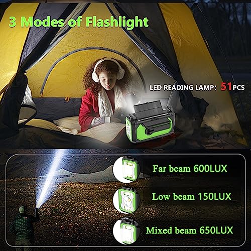 2023 Newest Weather Radio,12000mAh AM/FM/NOAA Weather Radio, Emergency Hand Crank Radio,Multi-Function Solar Radio,2 Solar Panels,USB Type-C Charging,Torch & LED Reading Lamp,SOS Alarm,Compass(Green)