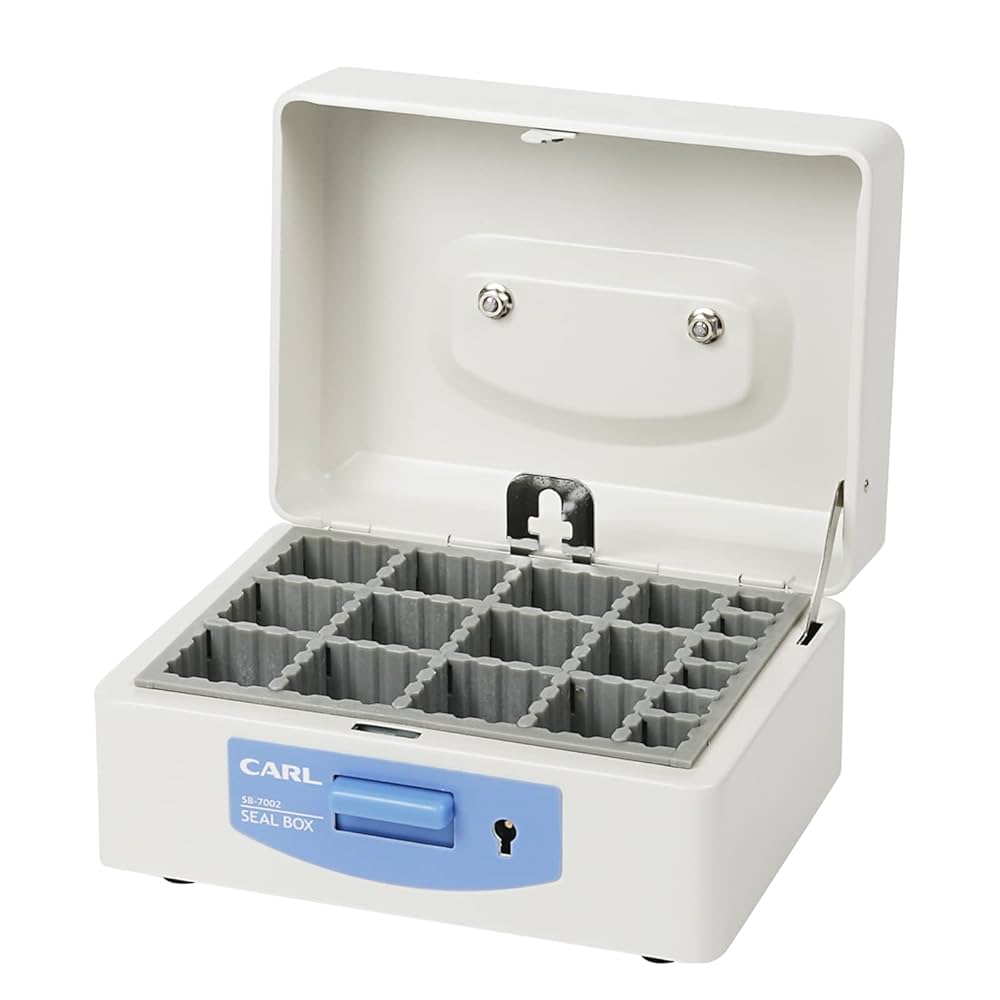 科目印箱 印鑑ケース　事務用品　勘定科目　回転 スチール 昭和レトロ 印箱 Amazon | カール事務器 印鑑ケース スチール印箱 小 科目印収納