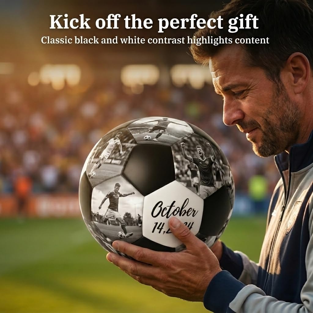 Personalisierter Fußball mit Foto Namen Text Logo Individuelles Fußballgeschenk Fussball Personalisiert Geburtstagsgeschenk Personalisierte Geschenke für Jungen Mädchen Papa Fußball-Fans Sohn Tochter