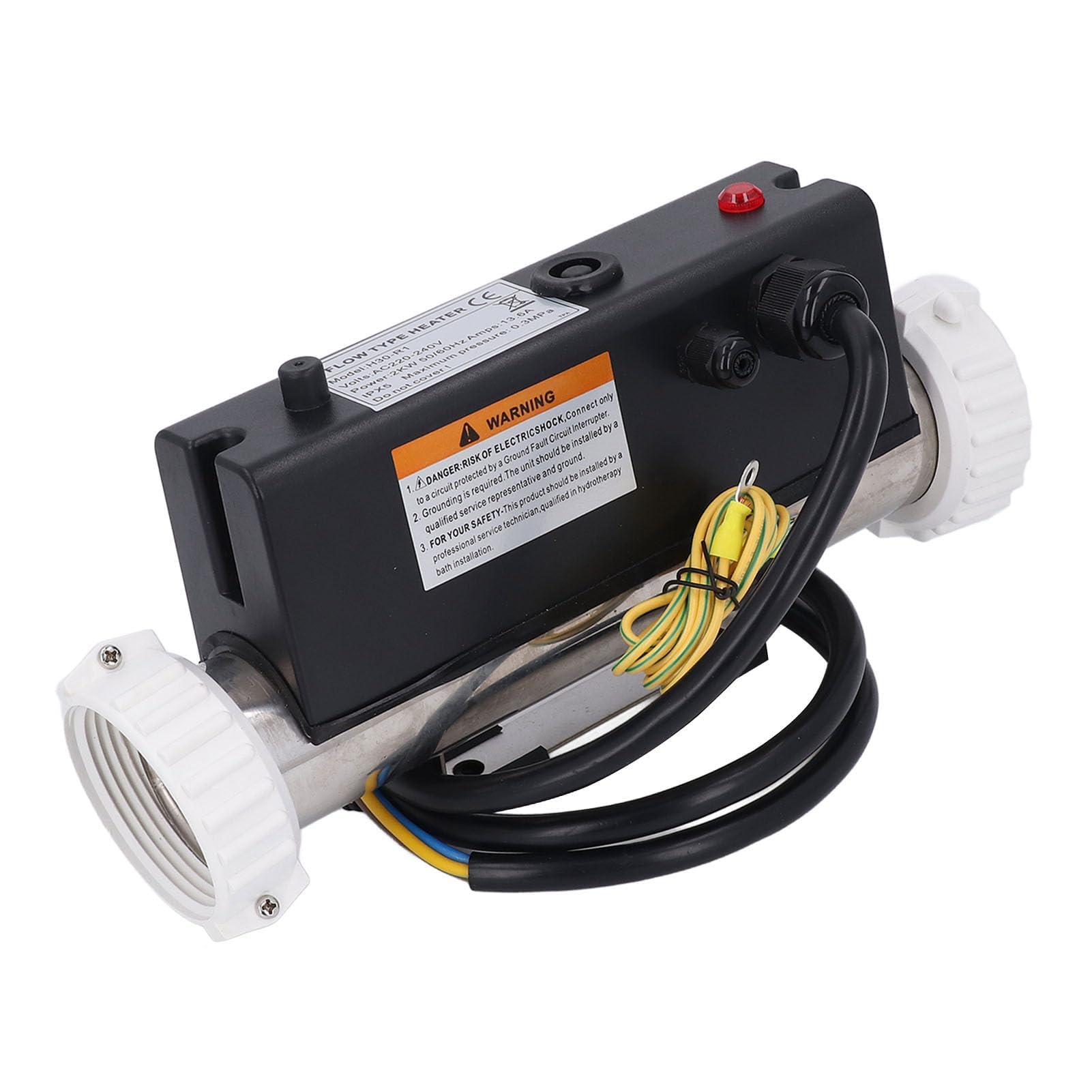 Calentador de Piscina con Cableado Calentador de Eléctrico con Prevención de Quema en Seco, Adecuado para Bañera de Spa, Material de Acero Inoxidable (1KW) (2KW)