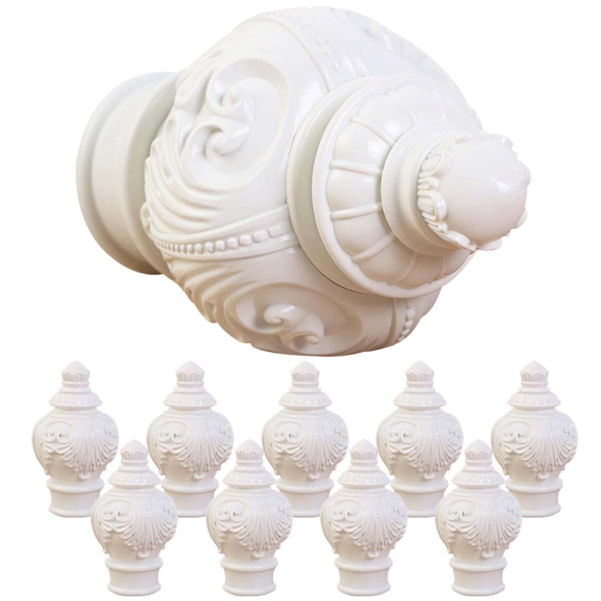 ibasenice Embouts de Tringle à Rideau Robustes et Décoratifs Lot de 10 en Plastique Blanc, Design Créatif Adaptés pour Salon et Salle à Manger