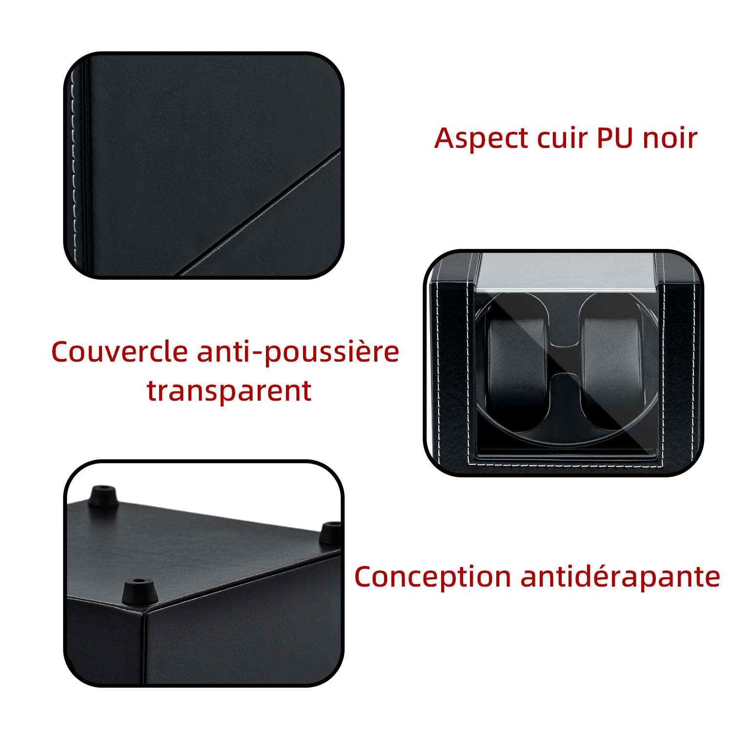Mcbazel Remontoir Montre Automatique Cuir Boîte de Remontoir à Double Montre, Chargeant le Double Ecrins pour Automatiques d'unité Rotative à Double Silencieux 2 Mode Rotation Boîte à Montre Remontoir