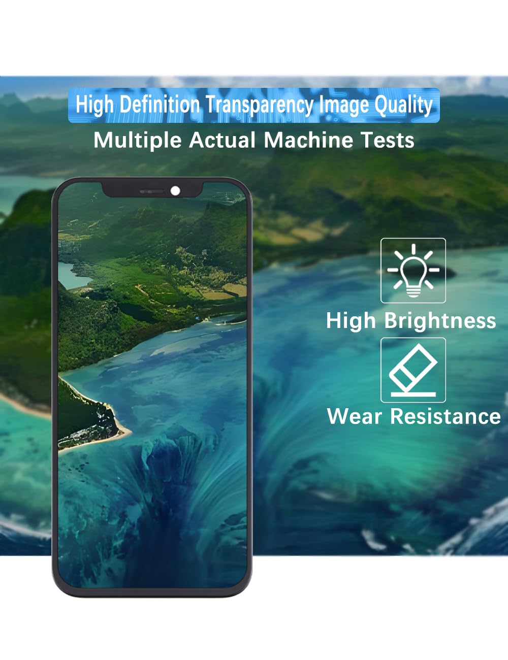 H&LYCYJ Pantalla LCD para iPhone 12 Mini A2399 A2176 A2398 A2400 LCD pantalla de repuesto 3D Touch Full HD pantalla táctil ID digitalizador marco montaje, adhesivo resistente al agua, kits de