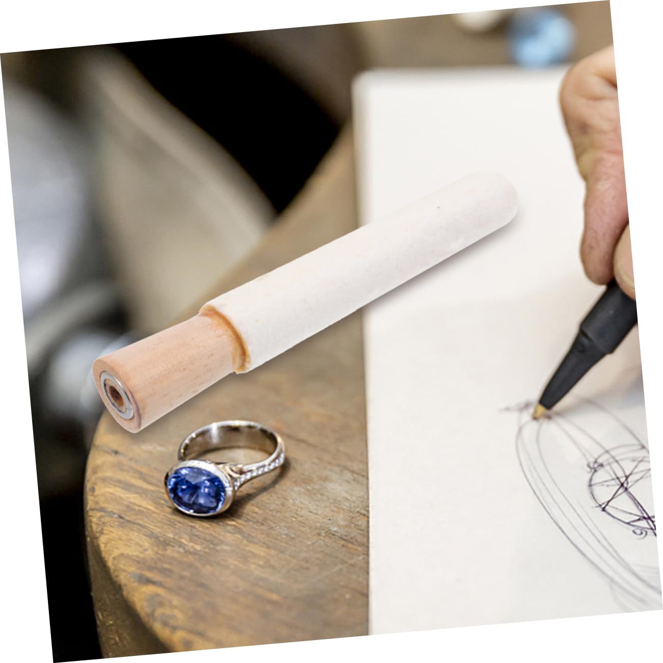 OSALADI Ring Tool Jewelry Polishing Head Mandrel for Coin Ring Making Grinding Stick Wooden Handle