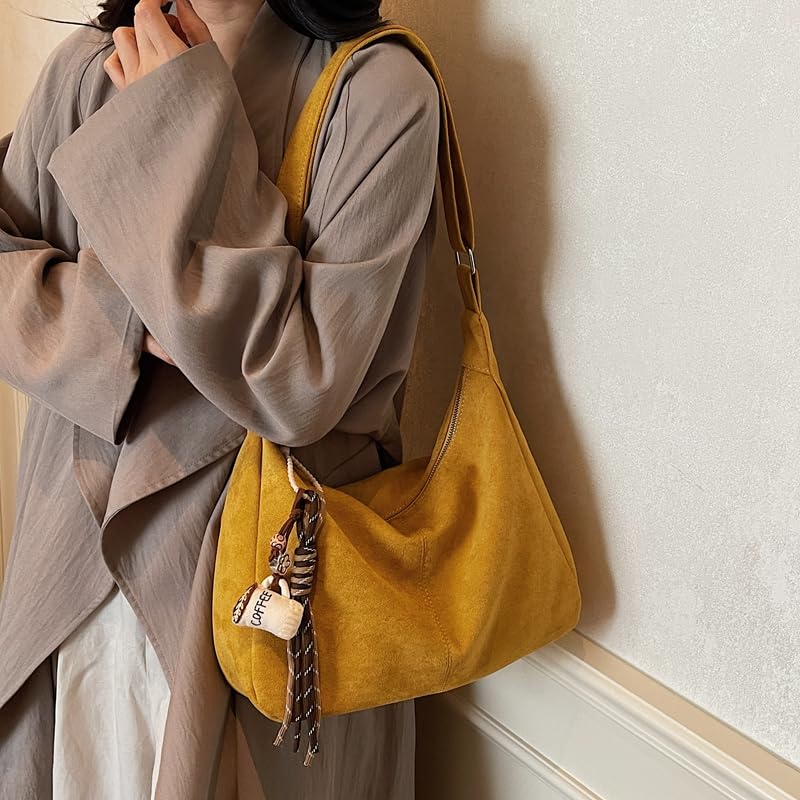Slouchy Hobo Bags for Women Faux Suede Shoulder Bag Everyday Purse Soft Foldable Vintage Slouchy Bag Hobo Purse with Zipper2