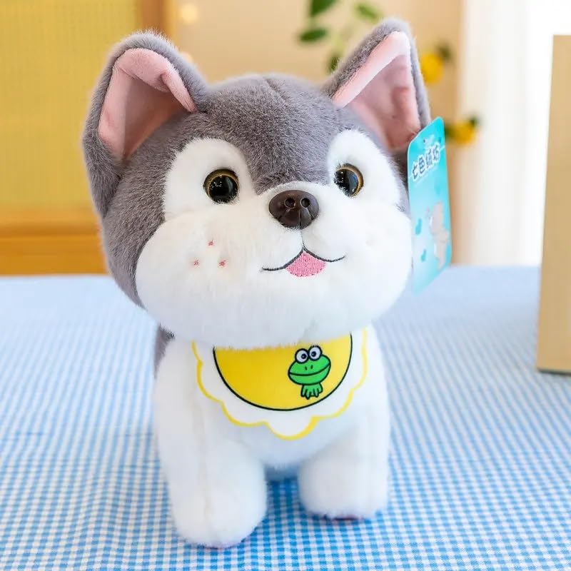 Image of Sibarian Husky Dog Plush Doll Realistic Soft Toy Pet Kawai Stuffed Animal Plushie Cute Toys Doll Birthday Gifts for Friends Kids Boys Girls Decorative 23cm