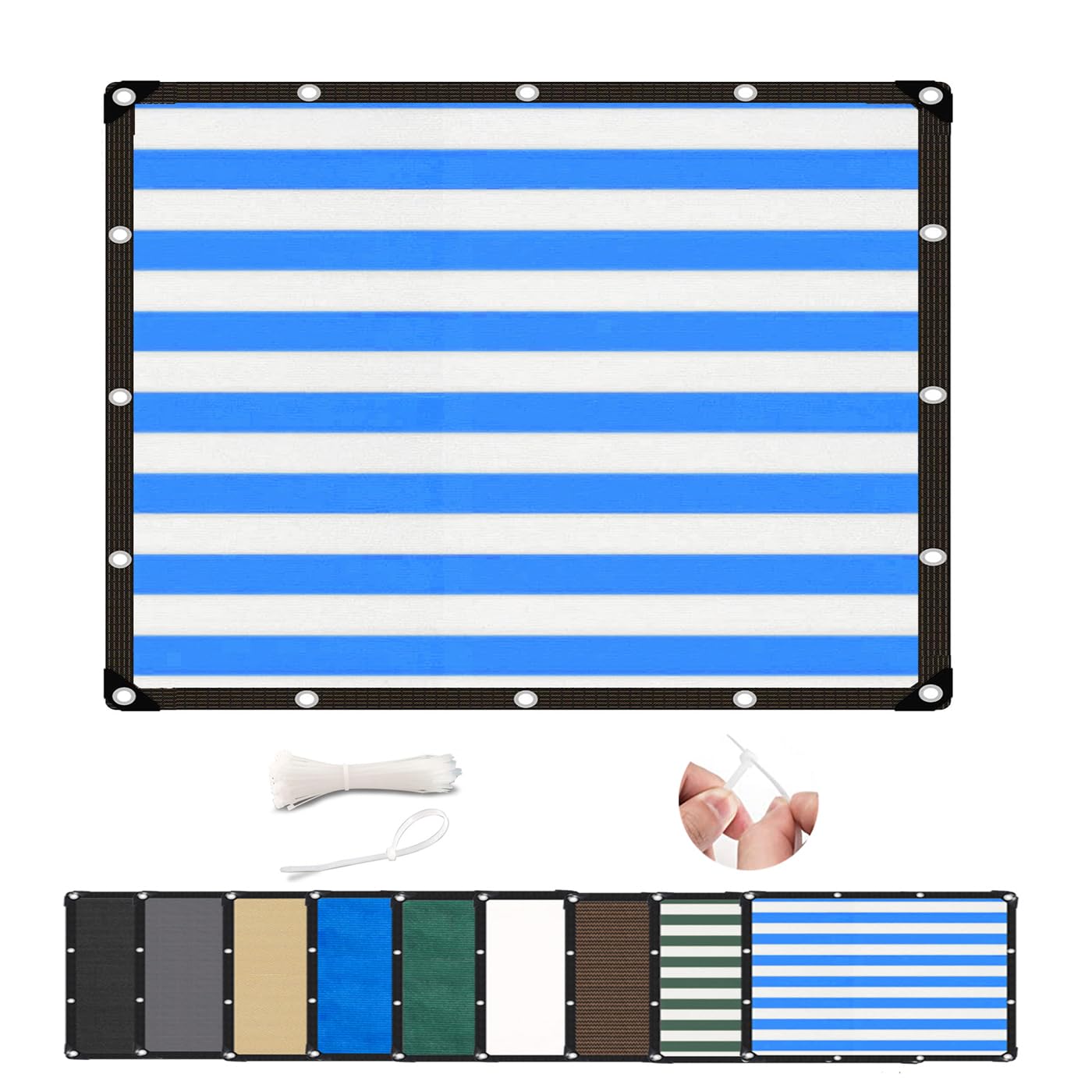 Ygann Garden Shade Net Fabric Shade Net Outdoor Fence Screen, Backyard, Patio, Balcony, Including Cable Ties 8 Days Delivery, 9 Colors, 195 Sizes Blau & Weiß,2x9.5m — image 1