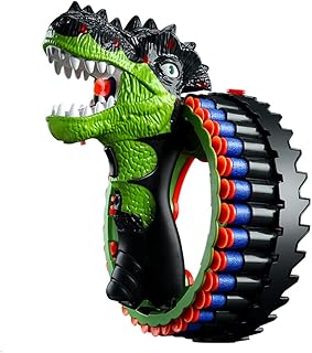 Rapid Fire Dino Dinosaur Shaped Large Capacity Shooting Toy, 34 Burst Dinosaur Roar Bracelet Soft Bullet Toy Gun, Realistic Texture Game for Kids Gun Electric Launcher Toy (40 Bullet)