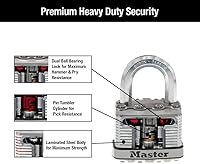 Vista 5 de Master Lock M5XT Magnum Heavy Duty Outdoor Padlock with Key, 2 Pack Keyed-Alike